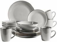 M&Auml;SER Kombiservice "METALLIC RIM, Geschirr-Set, Steinzeug"