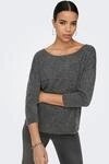 3/4-Arm-Shirt ONLY "ONLALBA 3/4 TOP JRS NOOS", Damen, Gr. S, grau (dunkelgrau