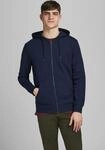 Jack & Jones Kapuzensweatjacke "JJEBASIC Hoodie mit Rippb&uuml;ndchen und angenehmem