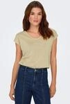 ONLY Kurzarmshirt "ONLSILVERY S/S V NECK LUREX TOP JRS NOOS" Materialmix mit...