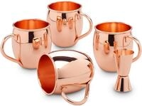 ECHTWERK Becher Kupferbecher Set, Au&szlig;enfl&auml;che Glatt, 4 Becher, 1 Messbecher, 500 ml