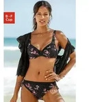B&uuml;gel-Bikini LASCANA, Damen, Gr. 46, Cup D, schwarz (schwarz, bedruckt),...