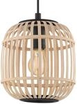 EGLO H&auml;ngeleuchte "BORDESLEY Pendellampe, E27, Stahl und Holz, Wohnzimmerlampe,