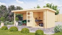 Karibu Gartenhaus "Schlo&szlig;see 2" mit Anbaudach und R&uuml;ckwand