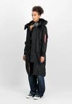 Winterjacke ALPHA INDUSTRIES "Long Fishtail W", Damen, Gr. S, schwarz, Obermaterial:
