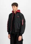 Bomberjacke ALPHA INDUSTRIES "MA-1 D-Tec Sleeve Embroidery", Herren, Gr. 3XL, schwarz