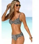 B&uuml;gel-Bikini-Top LASCANA "Clara", Damen, Gr. 38, Cup F, beige (schwarz, creme),