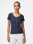 Kurzarmshirt PIECES "PCKITTE SS TOP NOOS BC", Damen, Gr. XS, blau (ombre blau),