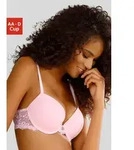 Push-up-BH LASCANA, Damen, Gr. 80, Cup D, rosa, Spitze, Obermaterial: 82%...