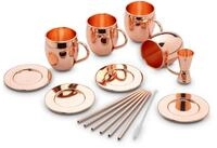 ECHTWERK Becher Kupferbecher Set, Cocktailgl&auml;ser, Au&szlig;enfl&auml;che Glatt, 500 ml, 13tlg