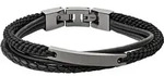 Armband FOSSIL "Schmuck Geschenk Edelstahl Leder VINTAGE CASUAL", grau (anthrazit,
