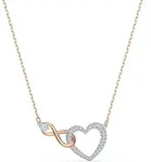 Kette mit Anh&auml;nger SWAROVSKI "Unendlichkeitsschleife/Herz", wei&szlig; (metallfarben,