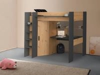 Parisot Hochbett "Heavy" ALL-IN-ONE, mit Kleiderschrank, Schreibtisch, Leiter,