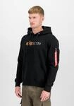 Hoodie ALPHA INDUSTRIES "Label Print Hoodie", Herren, Gr. XXL, schwarz, Obermaterial: