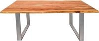 SIT Esstisch "Akazienholz Massivholz mit Baumkante & Stahlgestell" Naturbelassene
