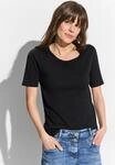 T-Shirt CECIL "Style Lena", Damen, Gr. L (42), schwarz, Jersey, Obermaterial: 100%