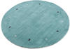 Wollteppich CARPETFINE "Gabbeh Uni" Teppiche Gr. Ø 150 cm, 15 mm, 1 St., blau