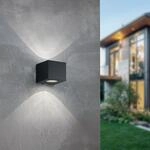 REALITY Leuchten LED Au&szlig;en-Wandleuchte "Cordoba" LED-Board 1 Stk. Warmwei&szlig; Schwarz