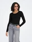 Langarmshirt ONLY "ONLLIVE LOVE L/S ONECK", Damen, Gr. XL, schwarz, Jersey,