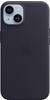 APPLE Handyhülle "iPhone 14 Leather MagSafe" Hüllen Gr. iPhone 14, schwarz (ink)