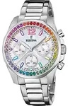Chronograph FESTINA "Boyfriend Collection", silber (silberfarben, regenbogenfarben),
