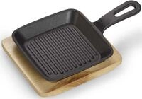 ECHTWERK Grillpfanne "quadratische Auflaufform mit Servierbrett" Gusseisen Set, 2