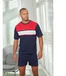 Pyjama H.I.S, Herren, Gr. 48/50 (M), wei&szlig; (marine, rot, wei&szlig;), Jersey,