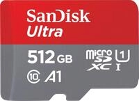 SANDISK Speicherkarte "Ultra microSDXC", grau (grau, rot), 512 GB, Speicherkarten