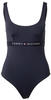 Badeanzug TOMMY HILFIGER SWIMWEAR "TH ONE PIECE" Gr. L (40), N-Gr, blau (dunkelblau)