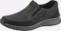 Slipper RIEKER, Herren, Gr. 41, schwarz (graphit), Lederimitat, Basic, Schuhe Slipper