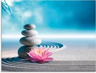 Artland Glasbild "Sand, Lilie und Spa-Steine in Zen-Garten" Zen 1 Stk. tlg. in