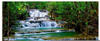 Glasbild ARTLAND "Tiefen Wald Wasserfall" Bilder Gr. B/H: 100 cm x 50 cm,...