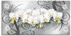Wandbild ARTLAND "weiße Orchideen auf Ornamenten" Bilder Gr. B/H: 150 cm x 75...