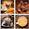 Glasbild ARTLAND "Kaffeetasse Croissant Kaffeebohnen" Bilder Gr. B/H: 20 cm x...