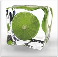 Artland Glasbild "Limette im Eisw&uuml;rfel" Lebensmittel 1 Stk. tlg. in verschiedenen
