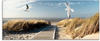 Glasbild ARTLAND "Nordseestrand auf Langeoog mit Möwen" Bilder Gr. B/H: 125 cm...