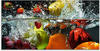 Glasbild ARTLAND "Spritzendes Obst auf dem Wasser" Bilder Gr. B/H: 100 cm x 50...