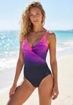 Badeanzug LASCANA, Damen, Gr. 46, Cup E, blau (marine, pink), Polyamid, Farbverlauf,