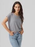 Vero Moda Rundhalsshirt "VMAVA PLAIN SS TOP STRIPE GA JRS NOOS" Materialmix, regular