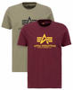 T-Shirt ALPHA INDUSTRIES "ALPHA Men - T-Shirts Basic T 2 Pack" Gr. S, bunt (olive,