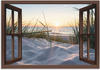 Wandbild ARTLAND "Ostseestrand durchs Fenster" Bilder Gr. B/H: 70 cm x 50 cm,