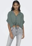 Kurzarmbluse ONLY "ONLPAULA LIFE S/S TIE SHIRT WVN NOOS", Damen, Gr. M, gr&uuml;n (balsam