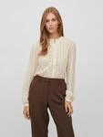 Blusenshirt VILA "VICHIKKA LACE L/S SHIRT- NOOS", Damen, Gr. S, beige (birch),