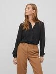 Blusenshirt VILA "VICHIKKA LACE L/S SHIRT- NOOS", Damen, Gr. XS, schwarz, Jersey,
