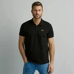 Poloshirt PME LEGEND, Herren, Gr. S (44/46), schwarz, Web, Obermaterial: 95%