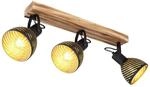 GLOBO Spot gold dunkelbraun Holz B/H/T: ca. 12,5x25x54 cm E27 3 Brennstellen