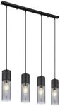GLOBO Pendelleuchte Annika schwarz Metall Rauchglas B/H/L: ca. 9x156x80 cm E27 4