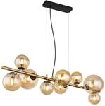 GLOBO Pendelleuchte schwarz amber Metall Glas B/H/T: ca. 36x120x86,6 cm G9 9