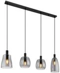 GLOBO Pendelleuchte Gari 15789-4HB schwarz Metall Rauchglas B: ca. 107 cm E14 4