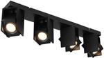 GLOBO Spot schwarz Metall B/H/T: ca. 8,4x15,7x61,2 cm GU10 4 Brennstellen